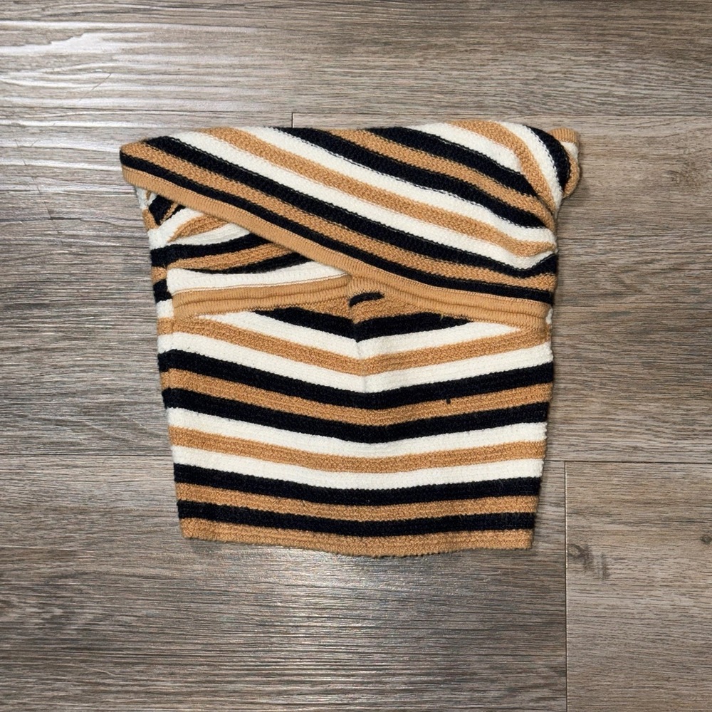 American Eagle Knit Strapless  Tube Shirt Womens XS Tan Black White